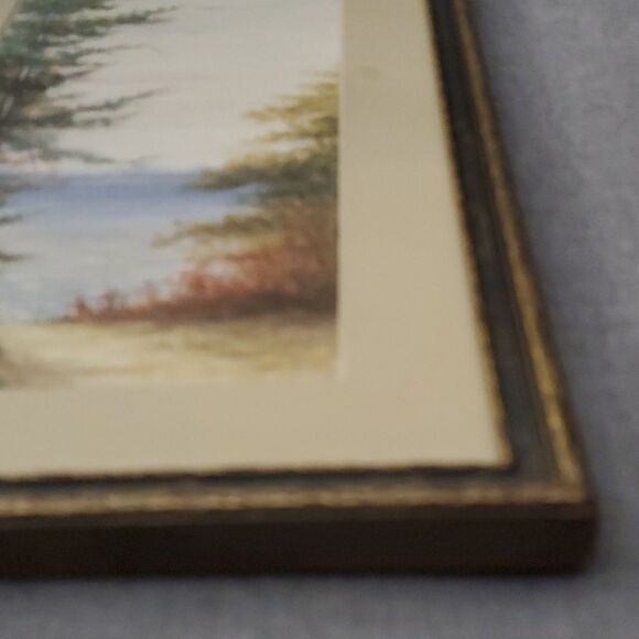 Old Vintage original signed art professionally bordered framed 7-1/4"x12-1/2" - Picture 4 of 12